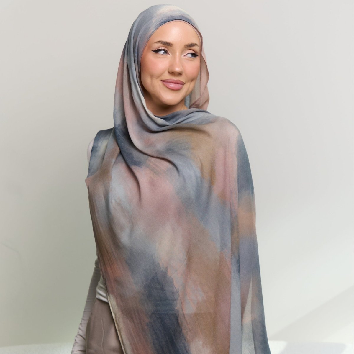 Écharpe Hijab en Coton Imprimé | Foulard Long Doux et Respirant (MH201)