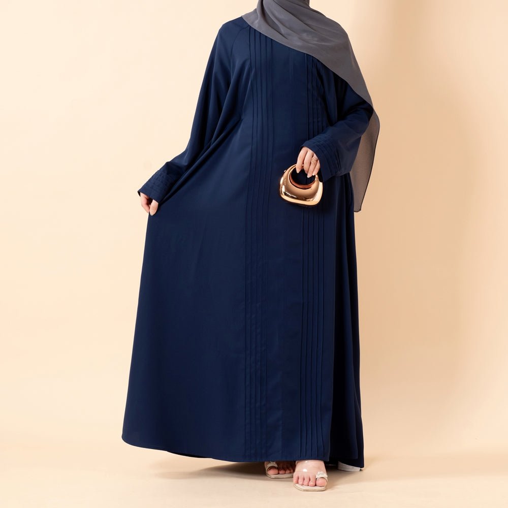 Abaya Serene plissée en georgette, coupe ample et longueur intégrale, style modeste (MA254)