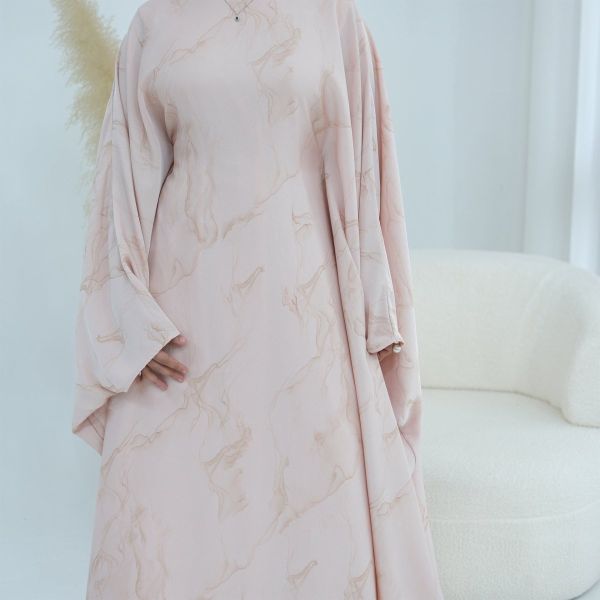 Robe Longue Imprimée à Manches Chauve-Souris (MA446)