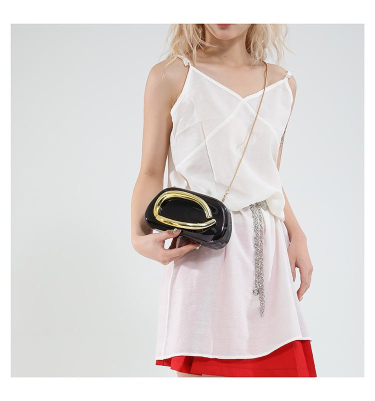 Pochette de soirée en acrylique | Sac de fête avec poignée métallique et chaîne (MAC354)