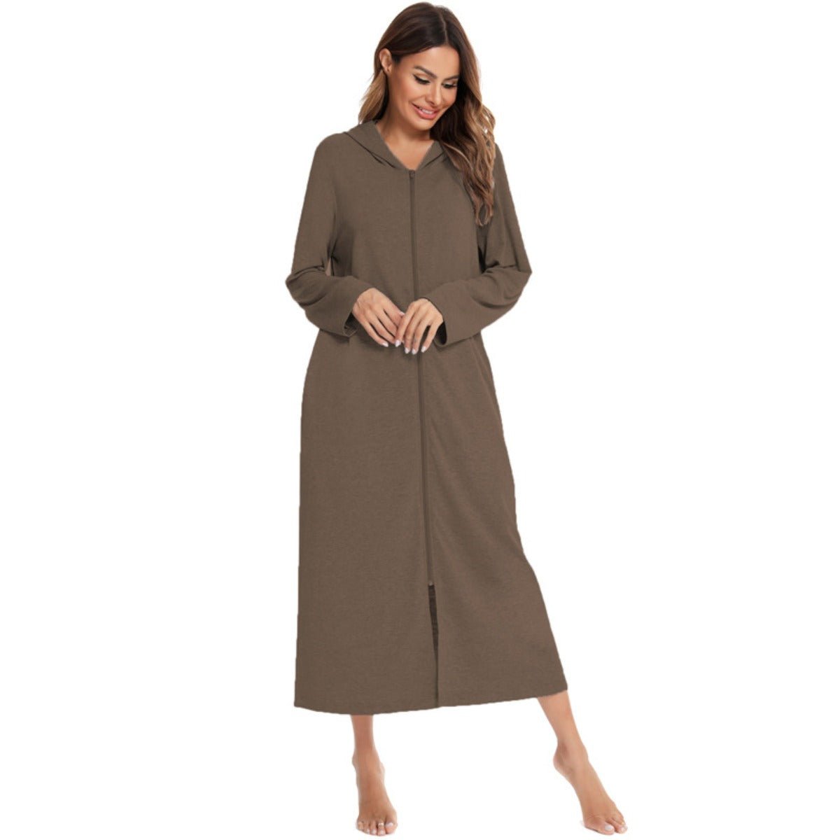Cardigan long zippé et douillet avec poches | Confort Loungewear (MS110)