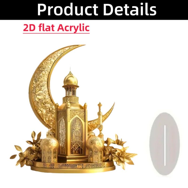 Croissant islamique avec motifs islamiques - Ornement de bureau en acrylique (MAC398)
