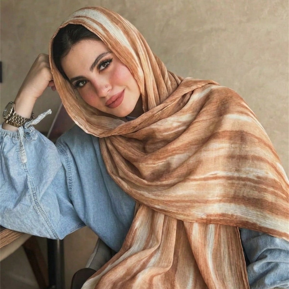 Écharpe Tie-Dye Dégradé en Rayonne | Hijab Dégradé en Rayonne (MH216)