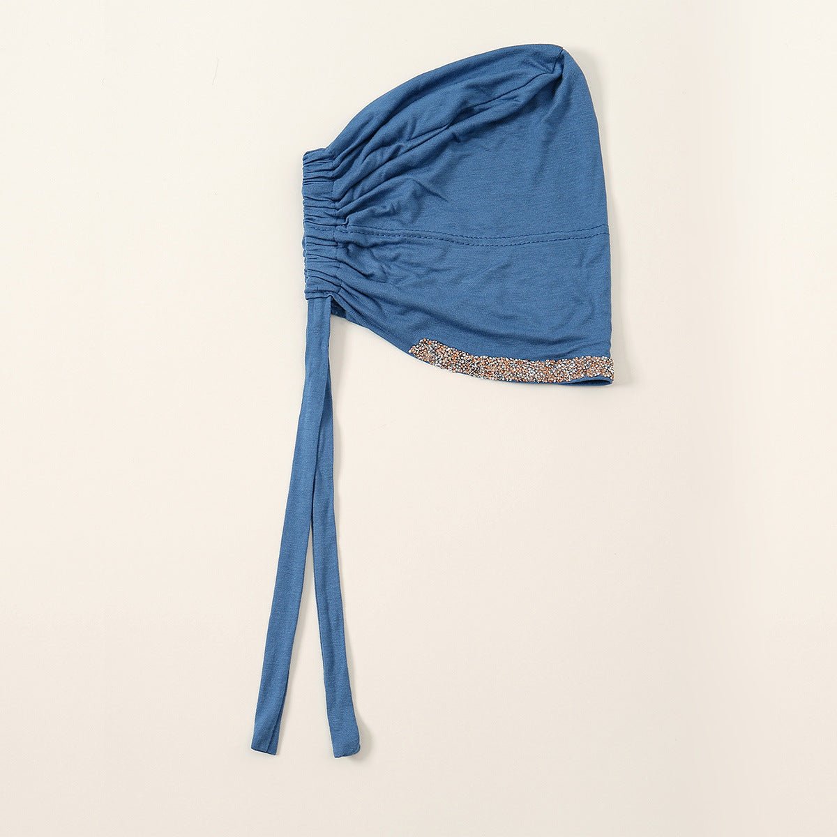 Bonnet Hijab de Luxe en Coton Mercerisé, Orné de Cristaux, Réglable avec Lacet Élastique, Design Respirant (MH115)