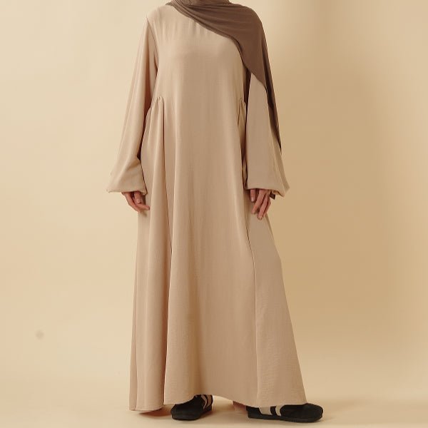 Abaya Crêpe Coupe Décontractée à Manches Lanterne (UKMA190)