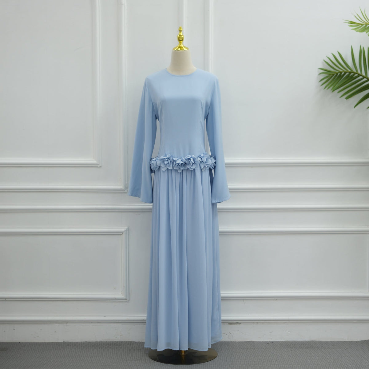 Robe Maxi Ajustée à la Taille 3D Rose(MS515)