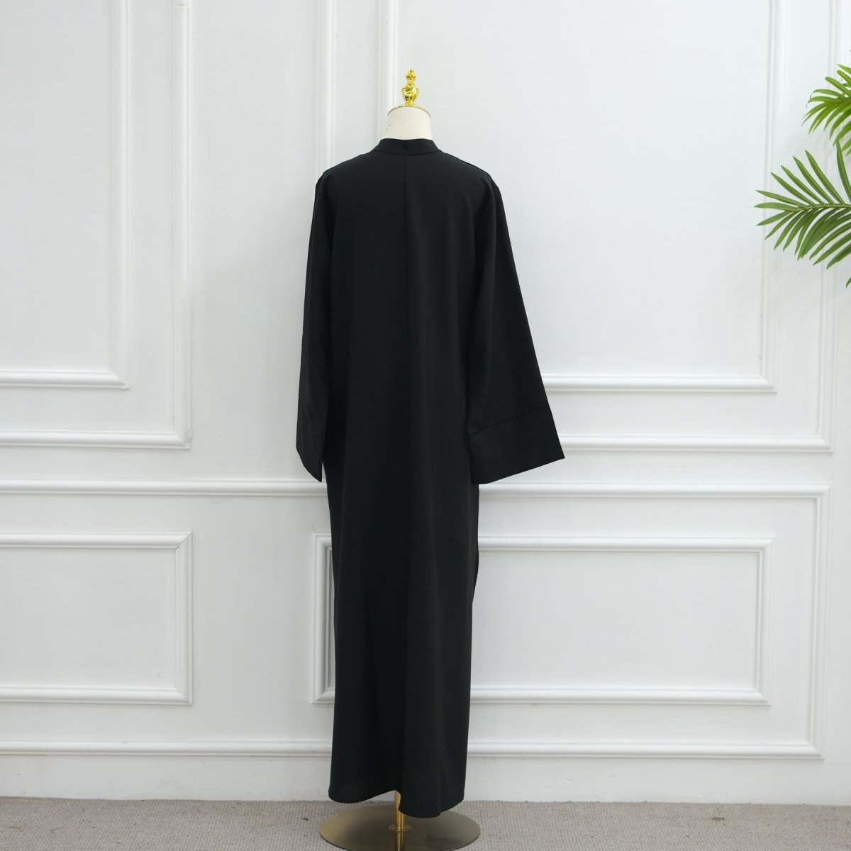 Abaya oversize à col en V avec poches | Robe longue unie à manches larges (MA331)
