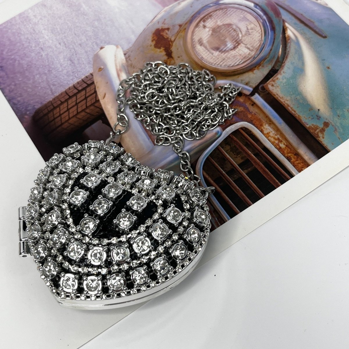 Sac bandoulière étincelant en forme de cœur – Mini sac à main orné de strass pour un glam au quotidien (MAC279)
