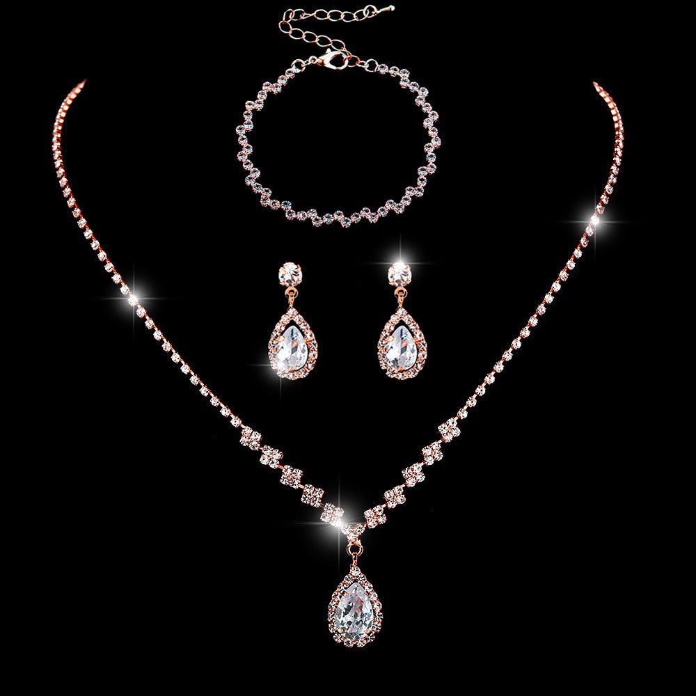 Collier et boucles d'oreilles pendantes MAC181 en zircons diamantés étincelants