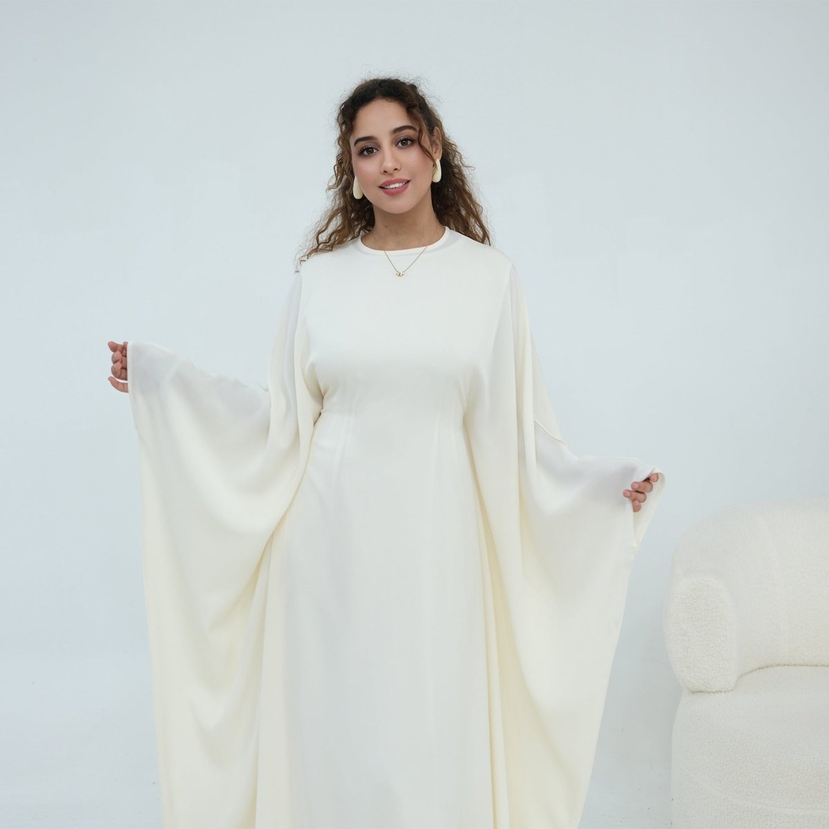 Robe Maxi Nida Crinkle Batwing Sleeve(MA458)