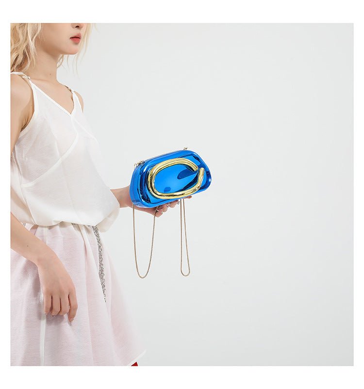 Pochette de soirée en acrylique | Sac de fête avec poignée métallique et chaîne (MAC354)