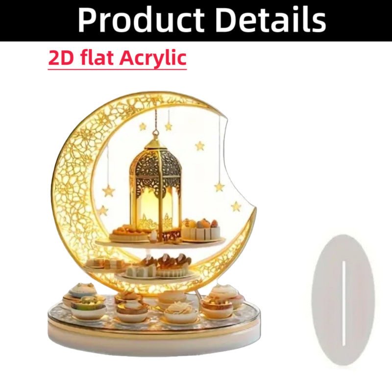 Croissant islamique avec motifs islamiques - Ornement de bureau en acrylique (MAC398)