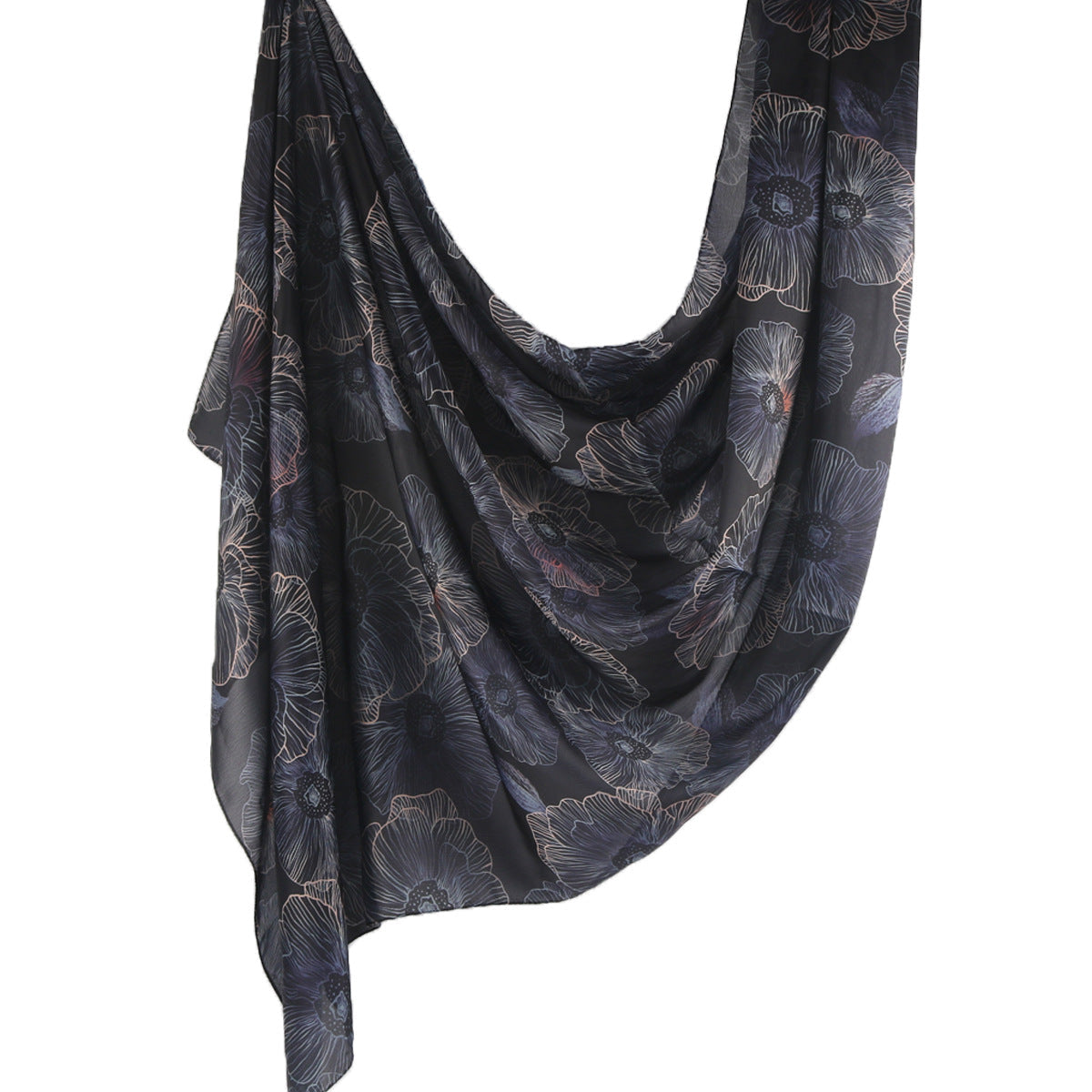 Foulard Hijab en Soie Imprimé Marbre (MH209)
