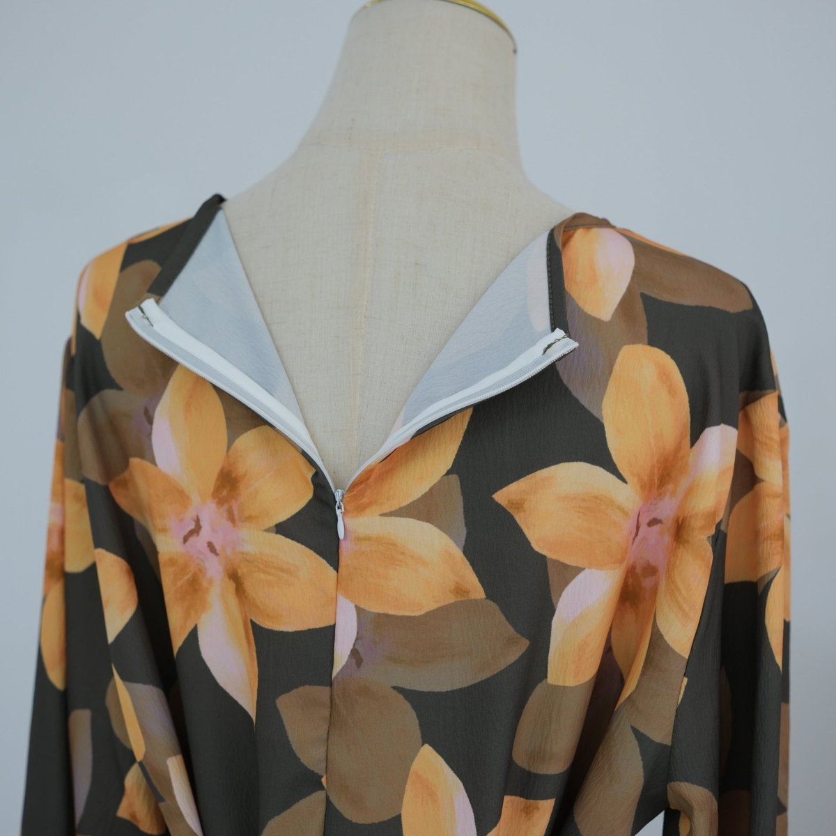 Robe Maxi Froissée Délavée à Imprimé Floral (MS437)