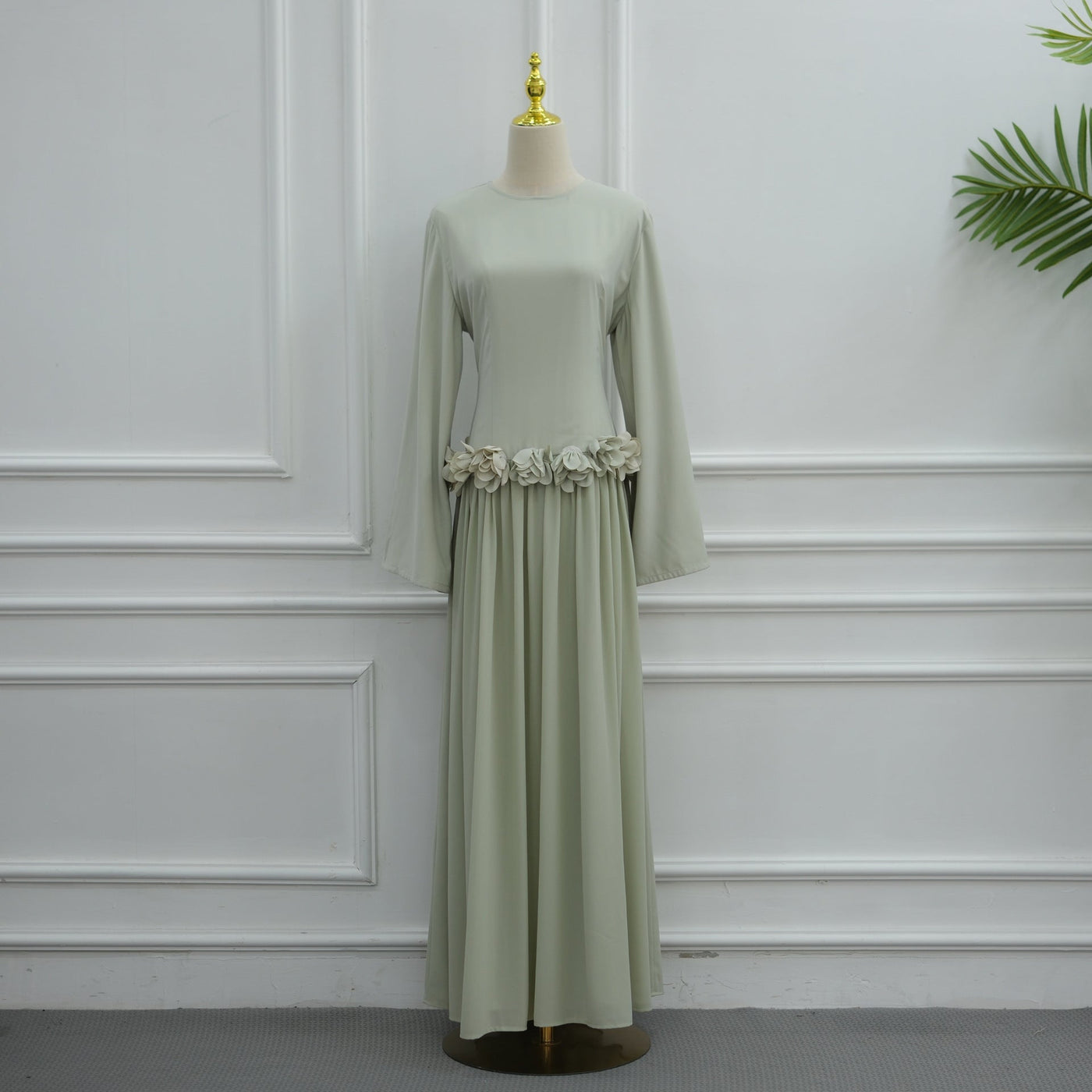 Robe Maxi Ajustée à la Taille 3D Rose(MS515)