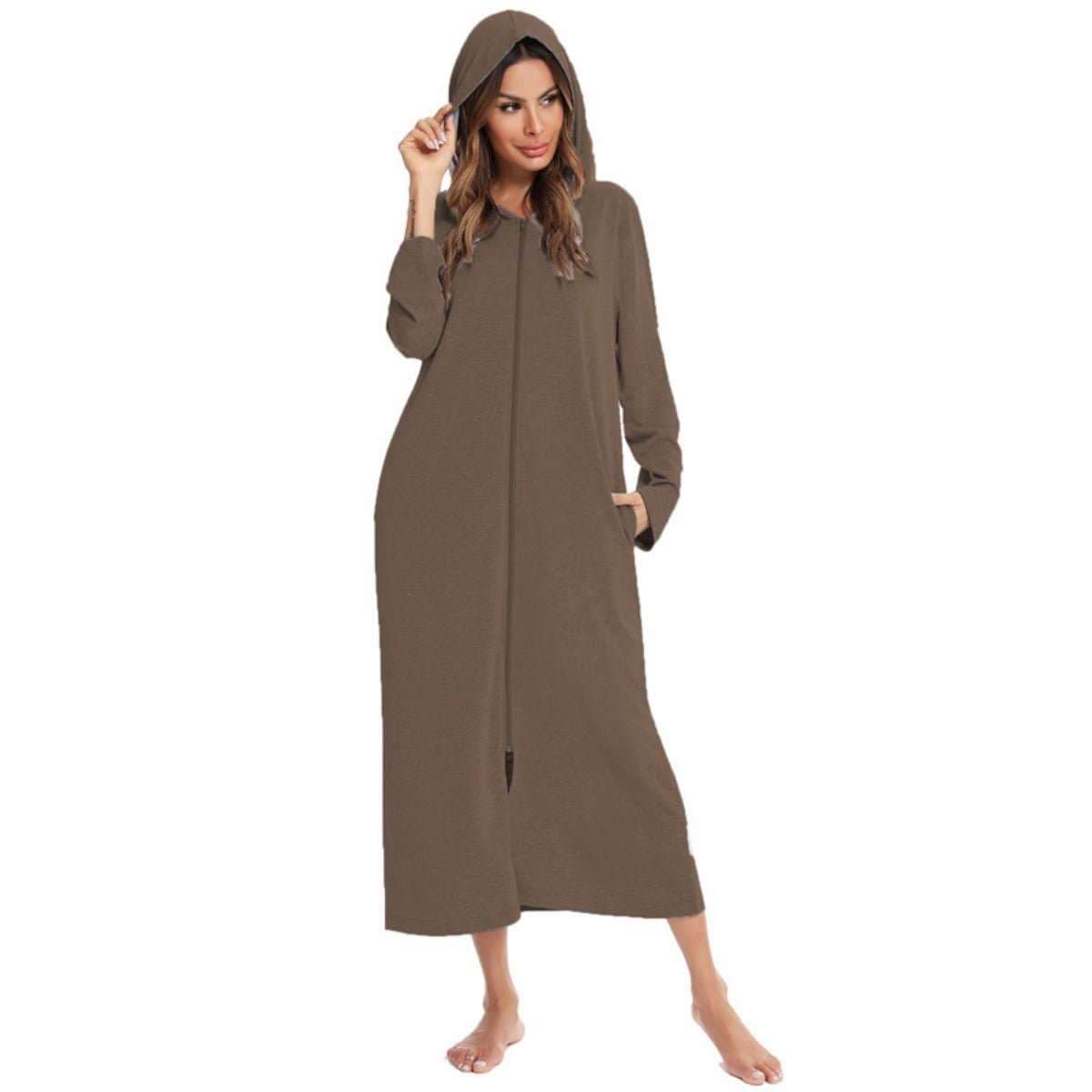 Cardigan long zippé et douillet avec poches | Confort Loungewear (MS110)