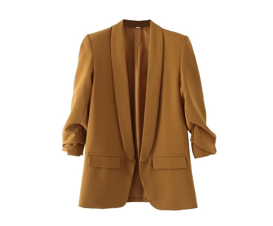Blazer à manches froncées | Veste longue à manches trois-quarts (MS241)