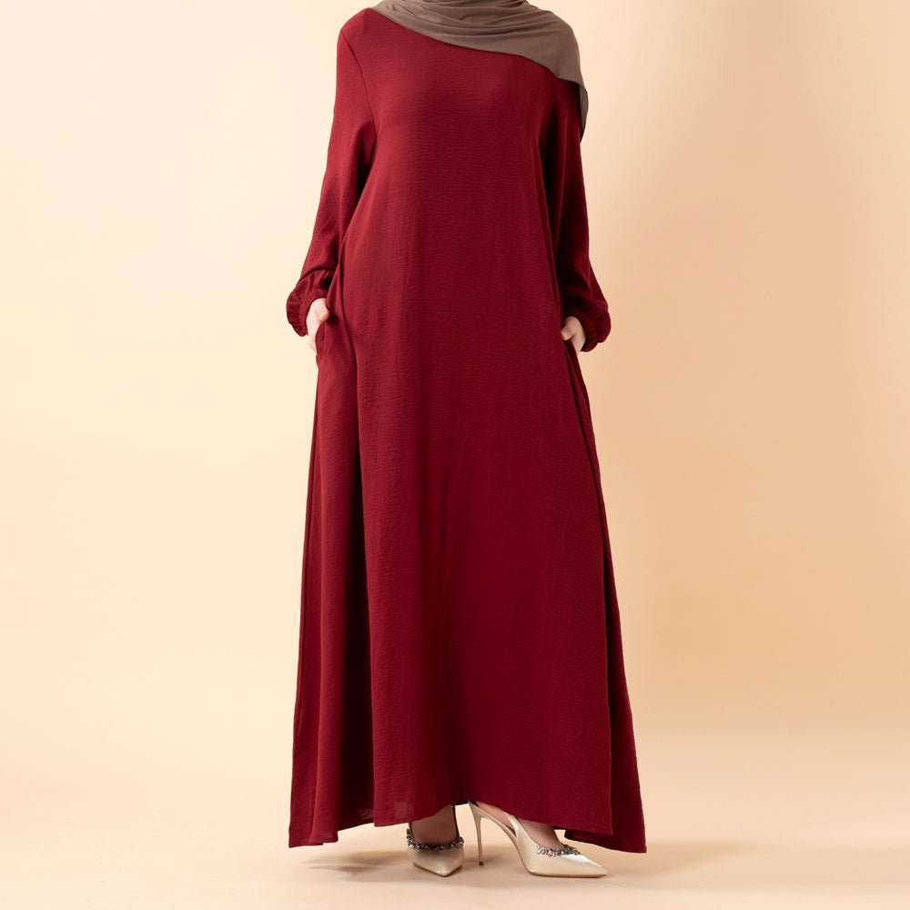 Robe Maxi Fluide Essentielle en Crêpe avec Poches (MA385)