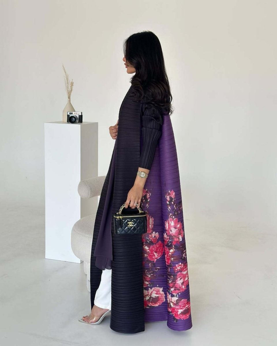 Trench-coat Musulman à Imprimé Floral - Veste Cape Robe Modeste pour la Ville (MOA212)