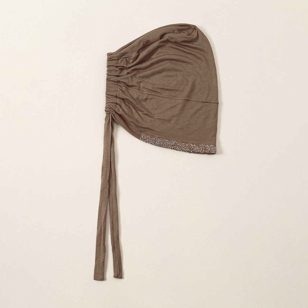 Bonnet Hijab de Luxe en Coton Mercerisé, Orné de Cristaux, Réglable avec Lacet Élastique, Design Respirant (MH115)