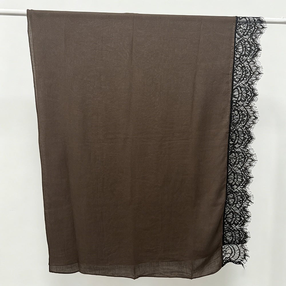 Hijab en rayonne avec bordure en dentelle (MH211)