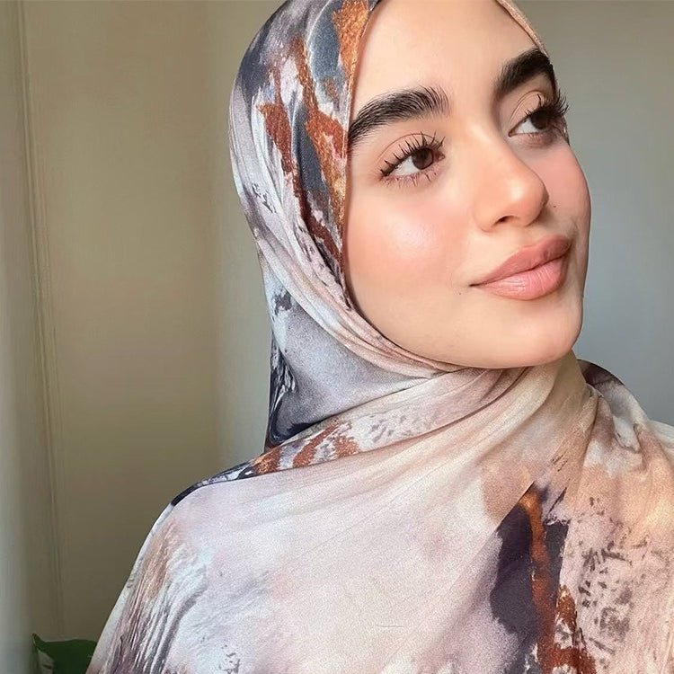 Écharpe Hijab en Coton Imprimé | Foulard Long Doux et Respirant (MH201)