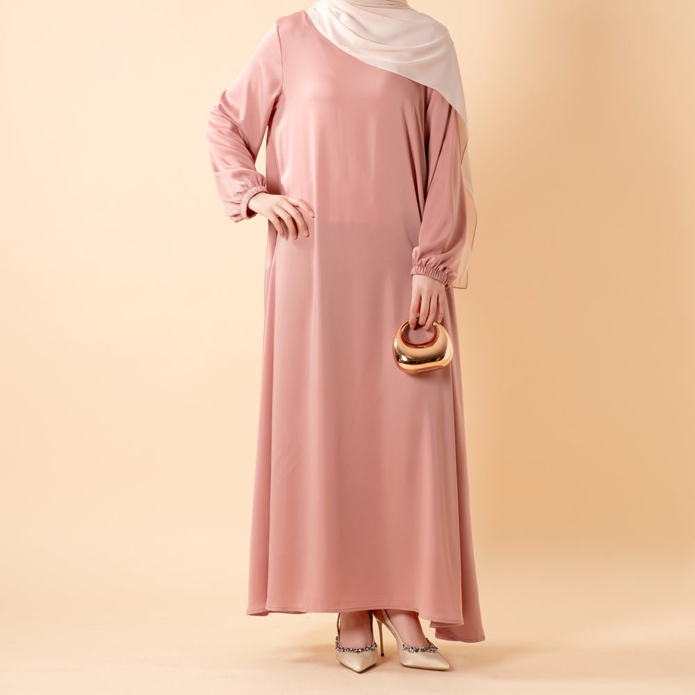 Abaya Satin Premium Modest Luxury | Abaya Coupe Parapluie Évasée avec Poches (MA311)