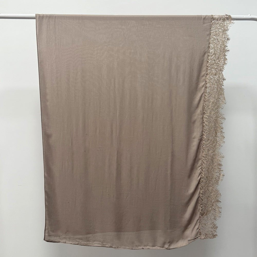 Hijab en rayonne avec bordure en dentelle (MH211)