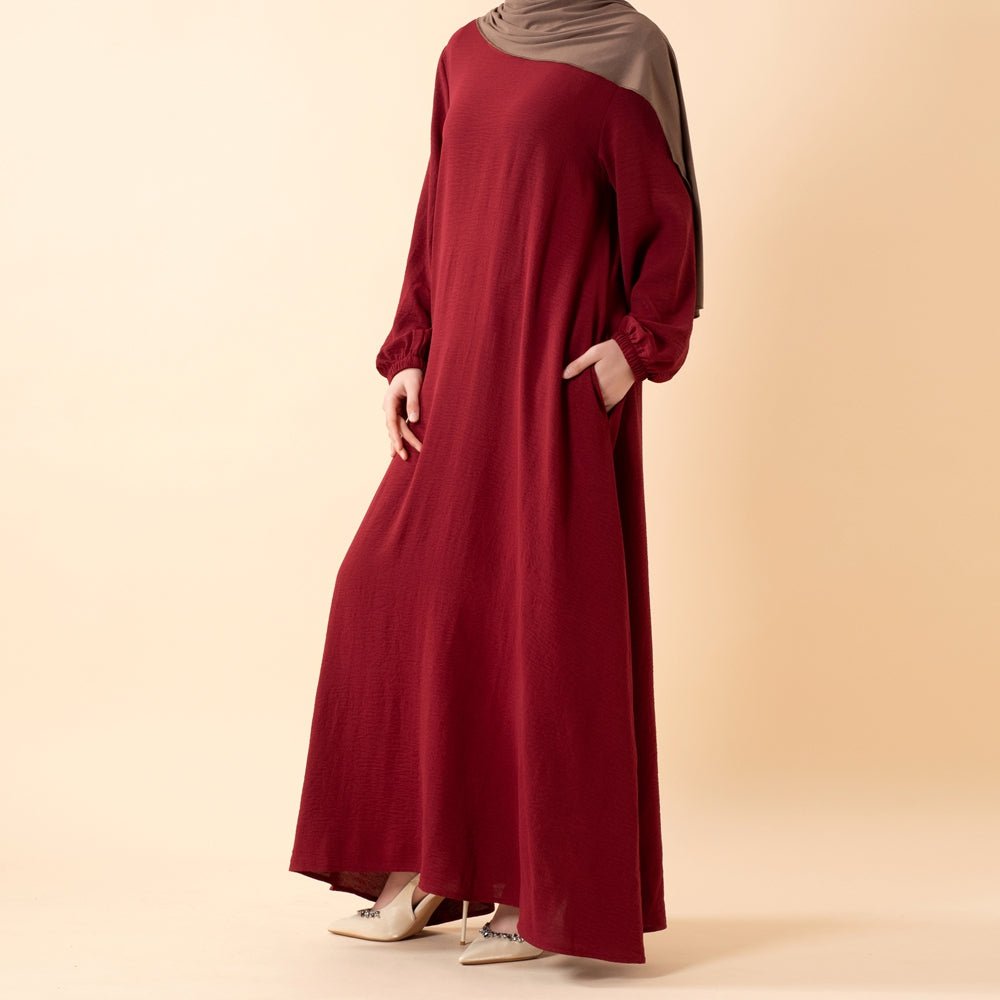 Robe Maxi Fluide Essentielle en Crêpe avec Poches (MA385)