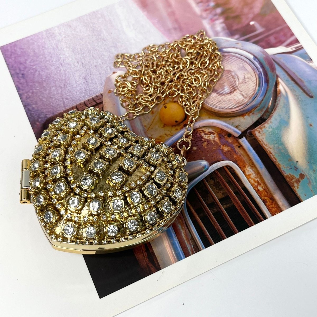 Sac bandoulière étincelant en forme de cœur – Mini sac à main orné de strass pour un glam au quotidien (MAC279)
