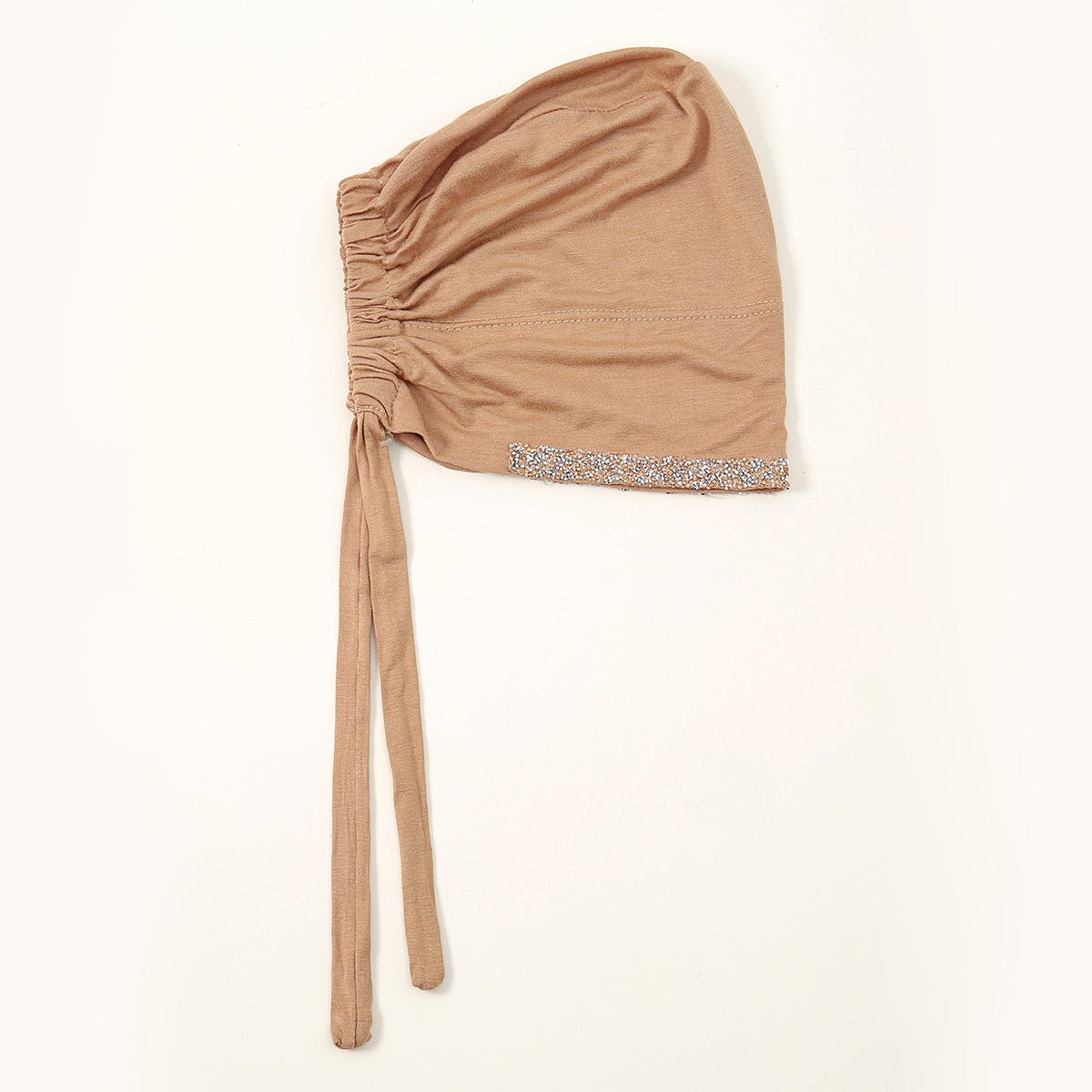 Bonnet Hijab de Luxe en Coton Mercerisé, Orné de Cristaux, Réglable avec Lacet Élastique, Design Respirant (MH115)