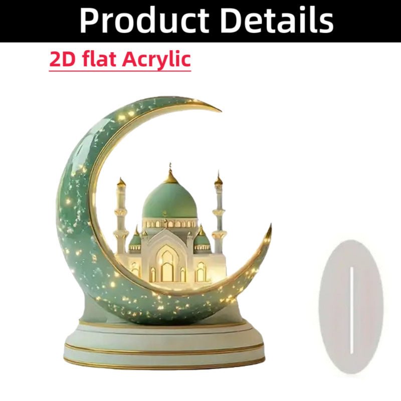 Croissant islamique avec motifs islamiques - Ornement de bureau en acrylique (MAC398)