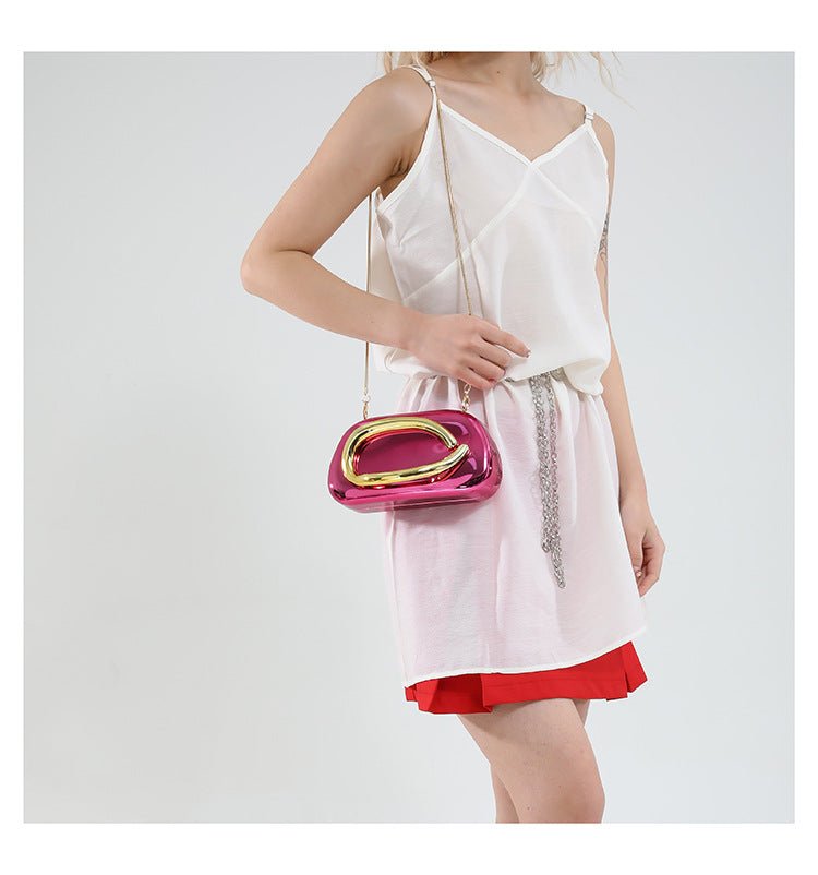 Pochette de soirée en acrylique | Sac de fête avec poignée métallique et chaîne (MAC354)