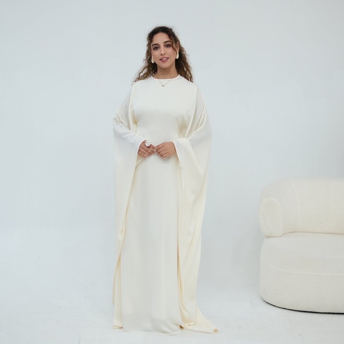Robe Maxi Nida Crinkle Batwing Sleeve(MA458)