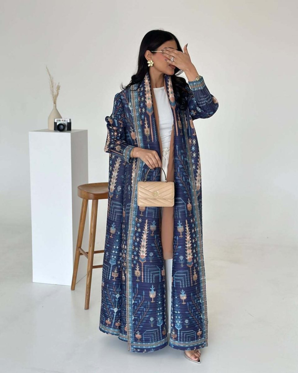 Trench-coat Musulman à Imprimé Floral - Veste Cape Robe Modeste pour la Ville (MOA212)