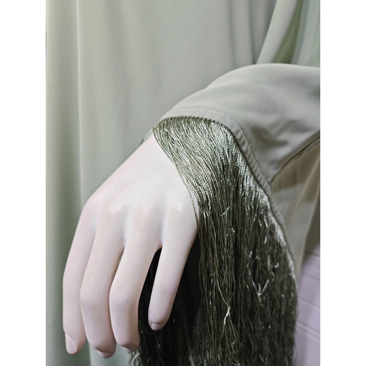 Kaftan Manches Chauve-Souris à Pompons | Robe de Soirée avec Détails Frangés Fluides (MA288)
