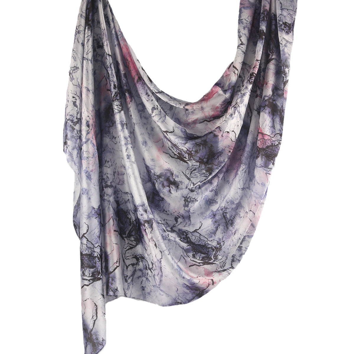 Foulard Hijab en Soie Imprimé Marbre (MH209)