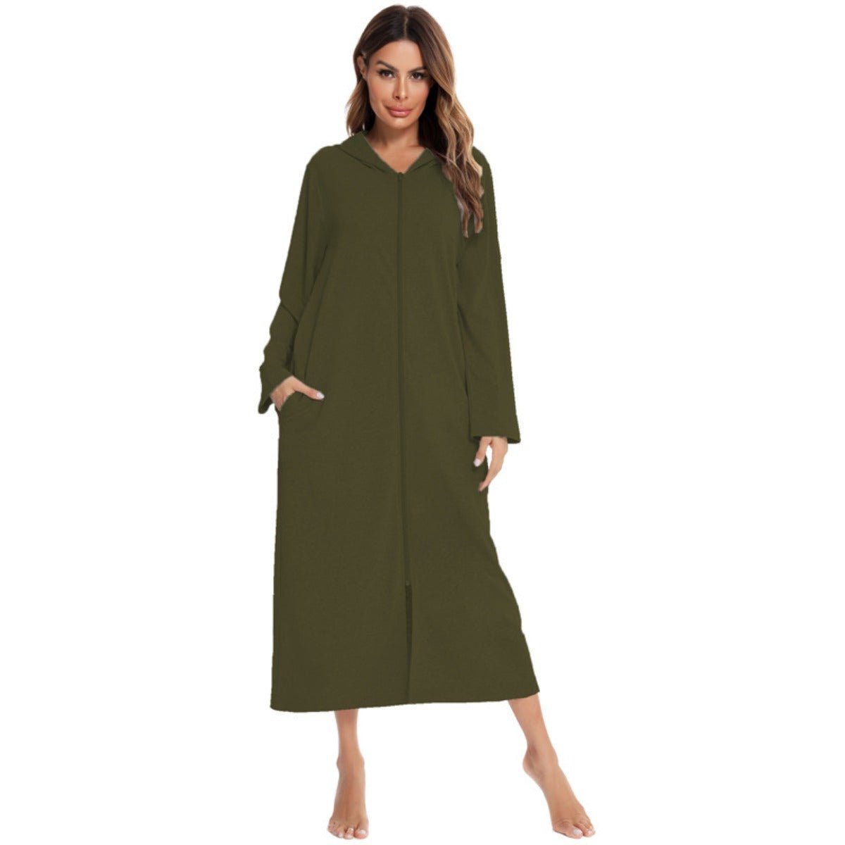 Cardigan long zippé et douillet avec poches | Confort Loungewear (MS110)