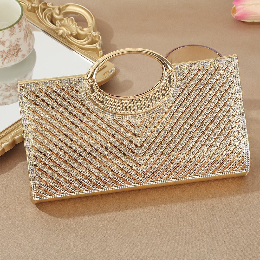 Sac Pochette Vintage à Grande Anse Circulaire Ornée de Strass Scintillants (MAC430)