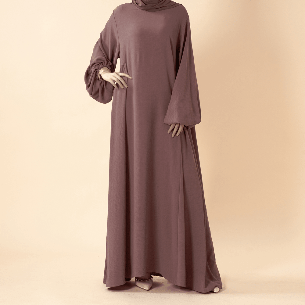 Abaya Crêpe Coupe Décontractée à Manches Lanterne (UKMA190)