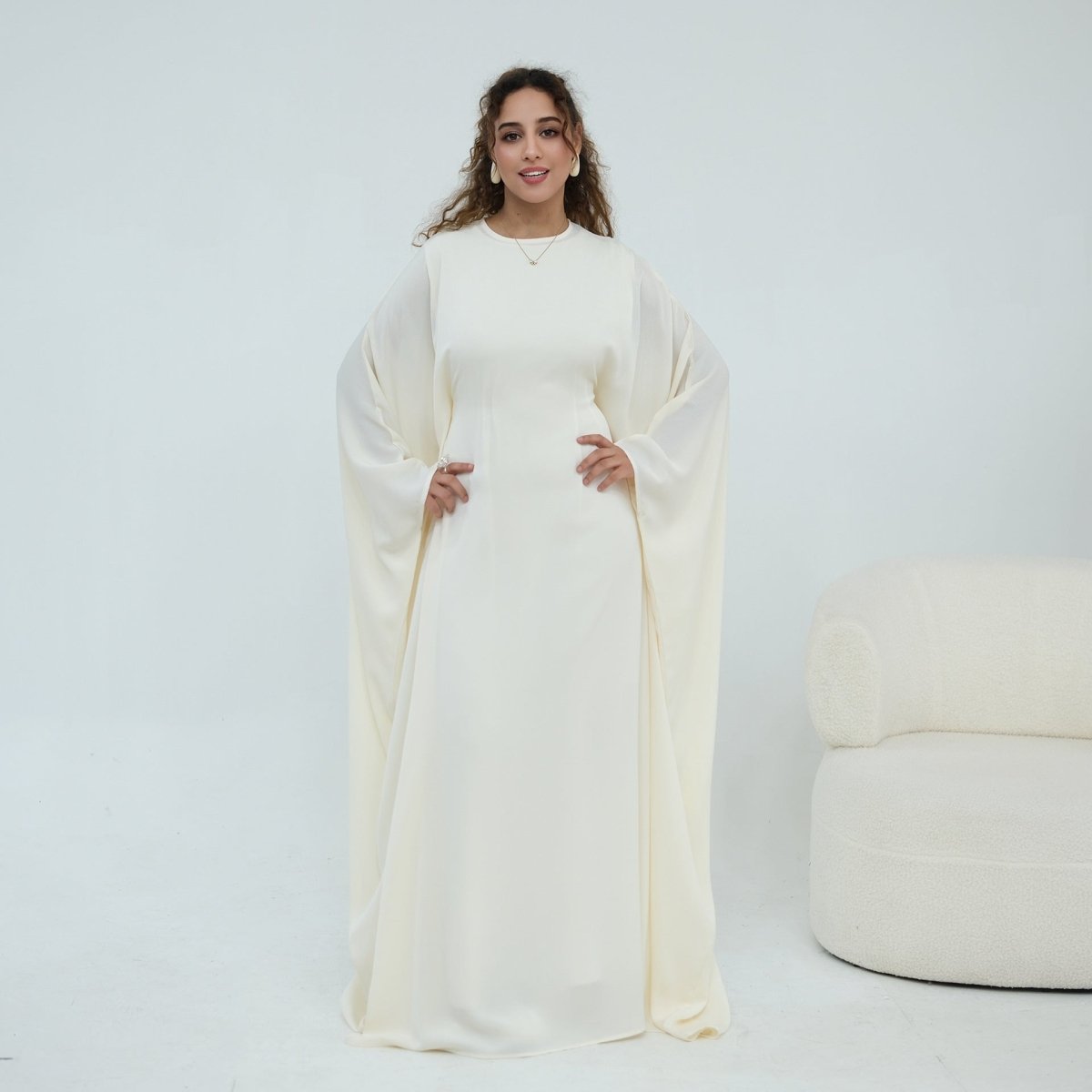 Robe Maxi Nida Crinkle Batwing Sleeve(MA458)