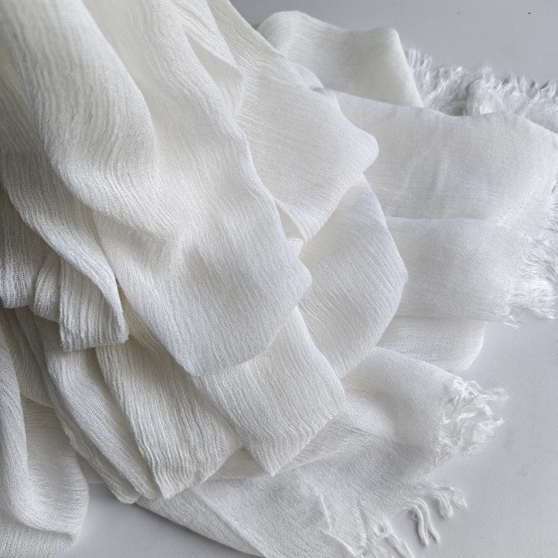 Hijab en coton à pompons | Hijab en crêpe à pompons (MH086)