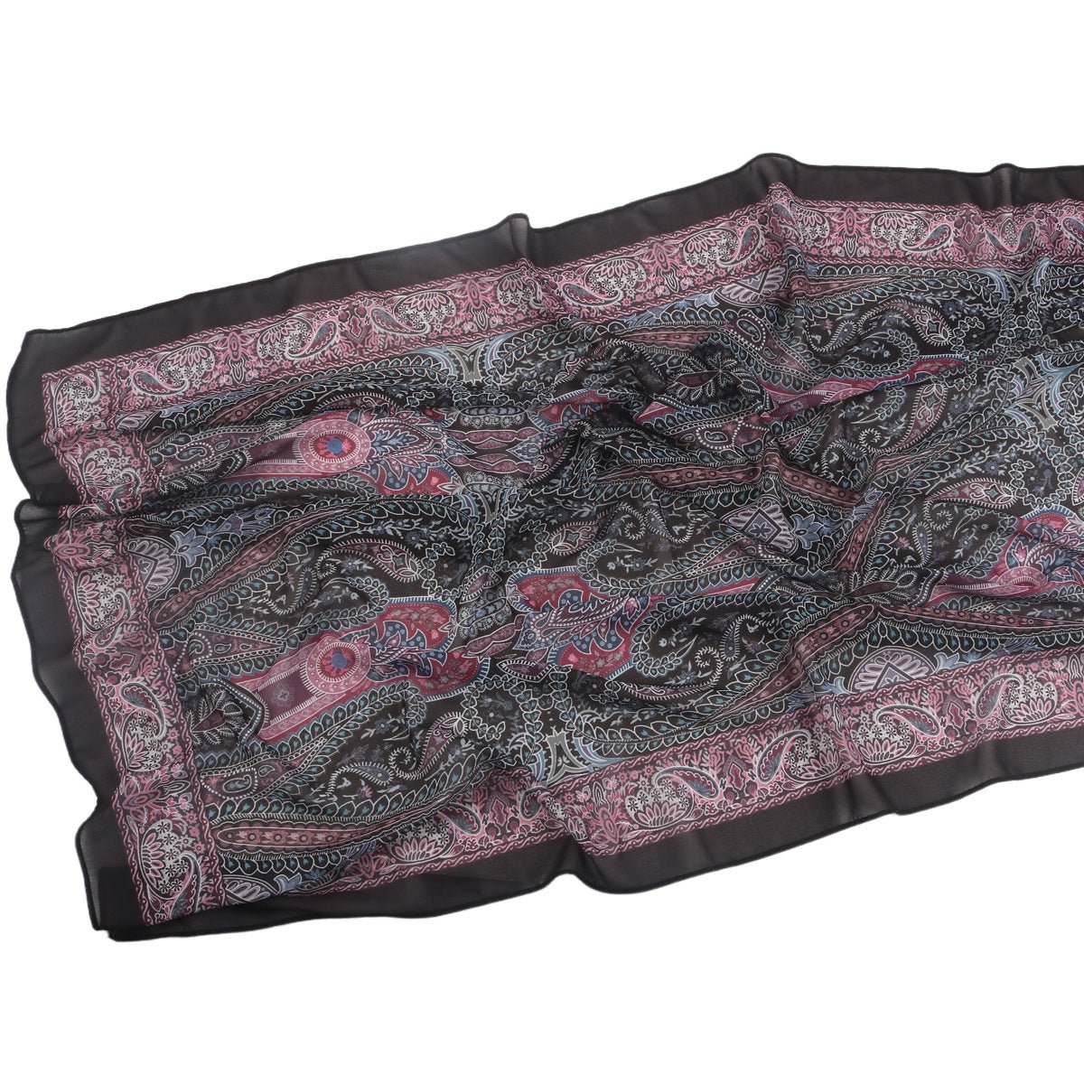 Écharpe Hijab en Mousseline Imprimée Élégante, Style Bohème, Respirante, Protection Solaire (MH136)