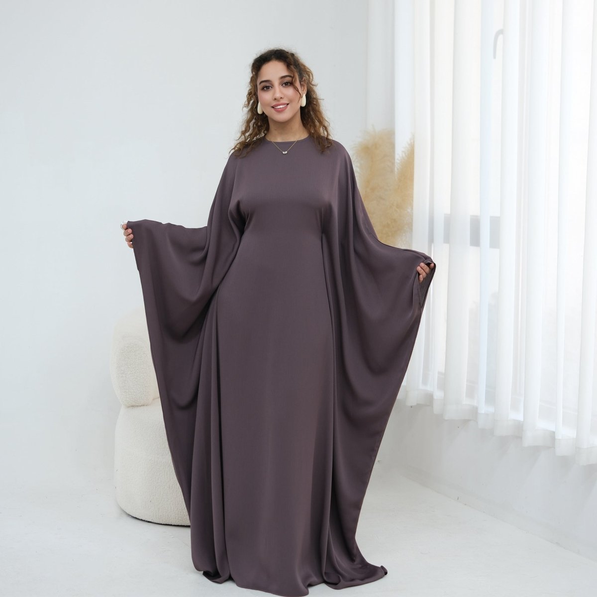 Robe Maxi Nida Crinkle Batwing Sleeve(MA458)