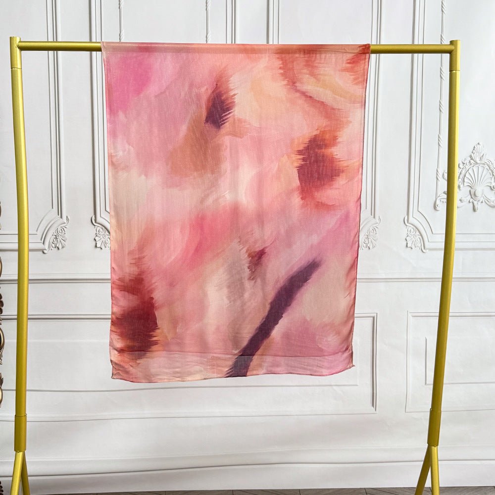 Hijab en coton artistique aquarelle avec motifs floraux peints (MH144)