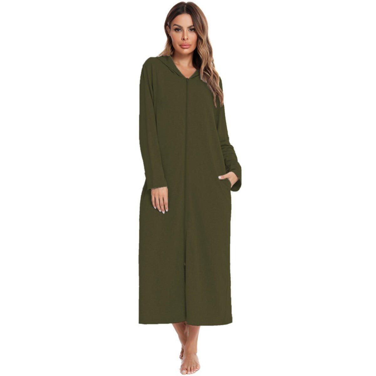 Cardigan long zippé et douillet avec poches | Confort Loungewear (MS110)