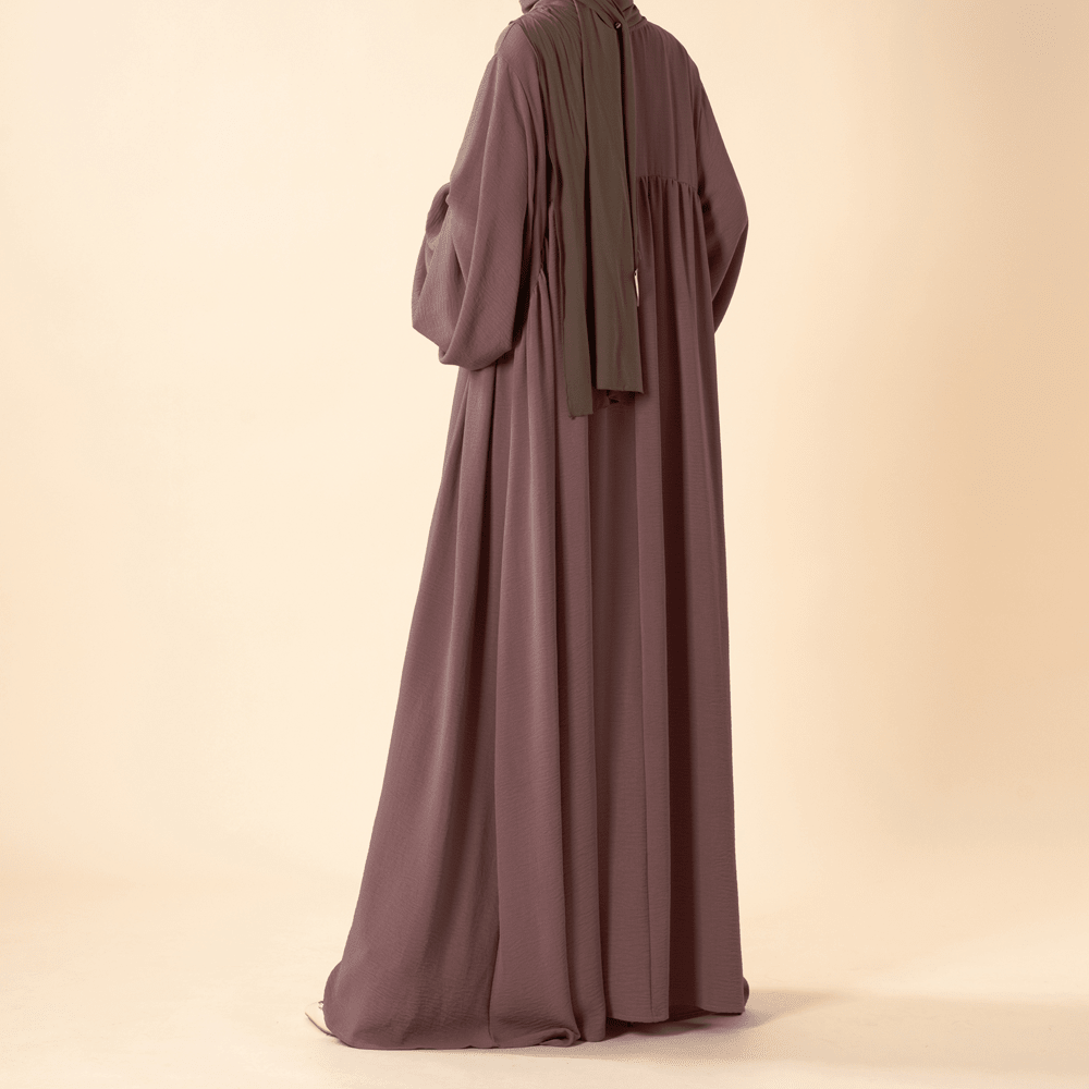 Abaya Crêpe Coupe Décontractée à Manches Lanterne (UKMA190)