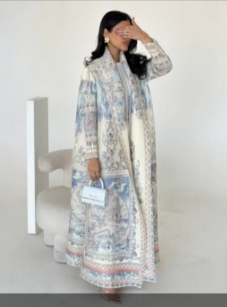 Trench-coat Musulman à Imprimé Floral - Veste Cape Robe Modeste pour la Ville (MOA212)