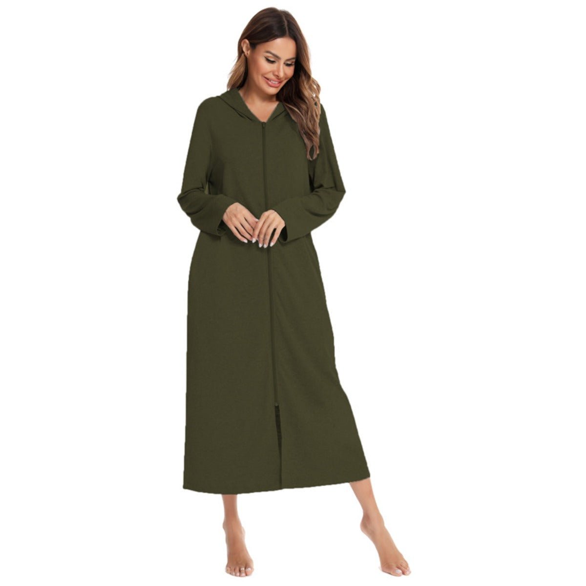 Cardigan long zippé et douillet avec poches | Confort Loungewear (MS110)