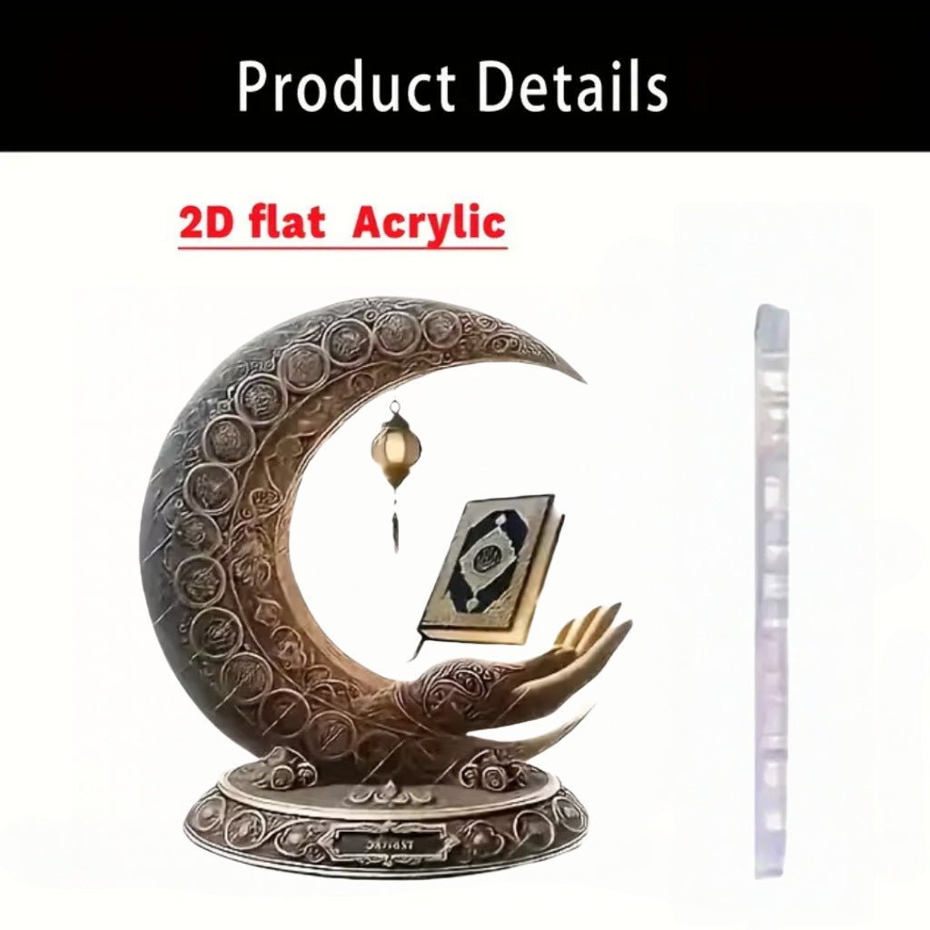 Croissant islamique avec motifs islamiques - Ornement de bureau en acrylique (MAC398)